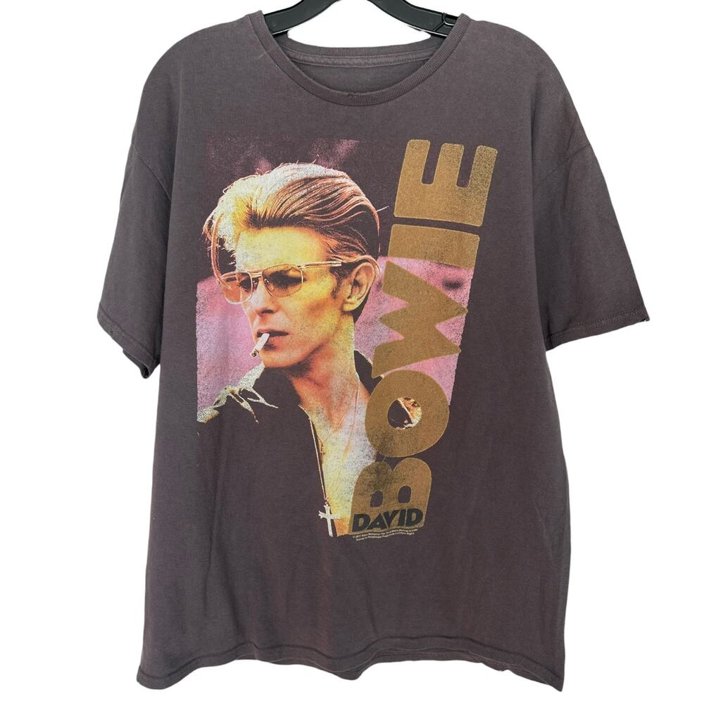 David Bowie 2017 Graphic T-Shirt Distressed Faded Gray